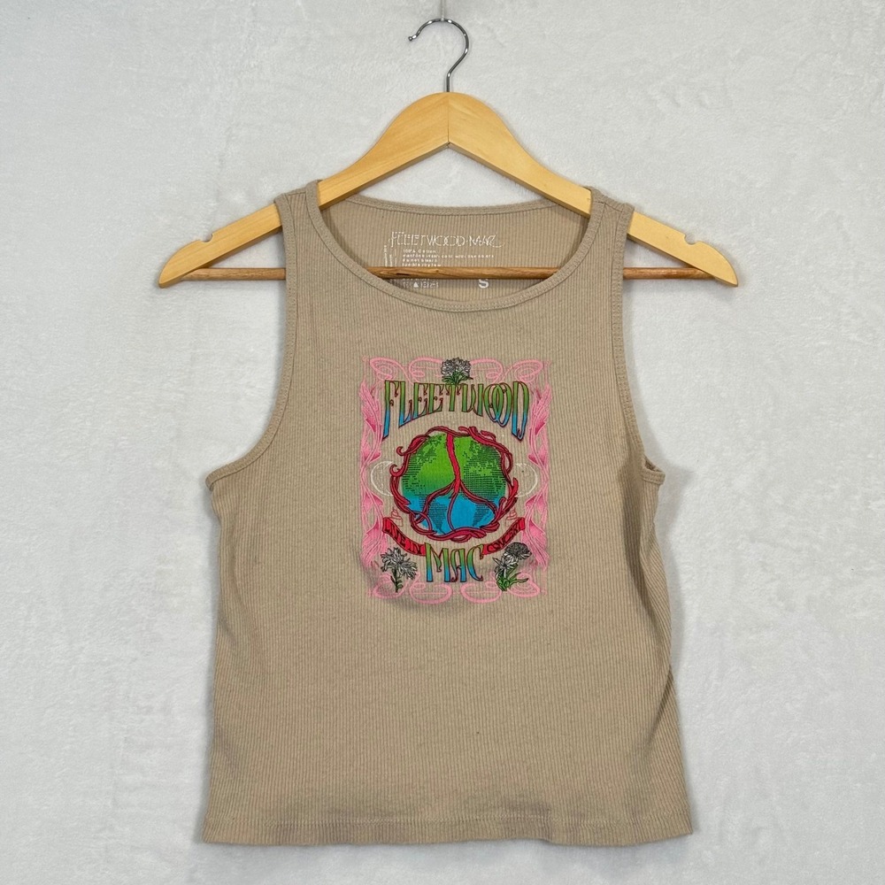Fleetwood Mac Tan Graphic Ribbed Tank Top Small